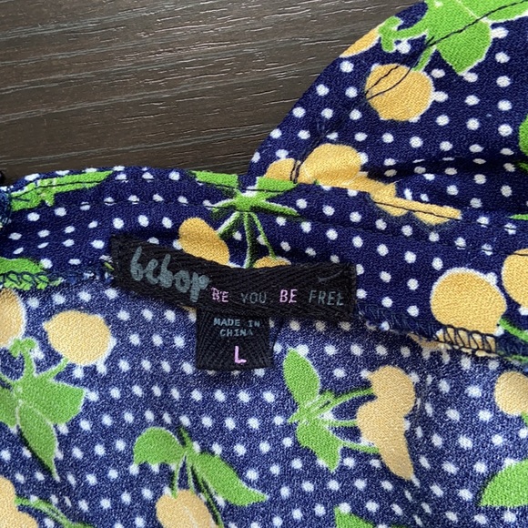 Navy Blue Polka Dot Cold Shoulder Dress - Picture 10 of 15